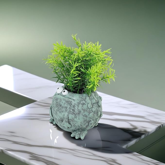 Big and Small Eye Frog Planter - Fun Succulent Planter for Indoor and Outdoor Tabletop Decorations, Wacky Frogs, Christmas/Birthday Fun Gift. (Frog B)