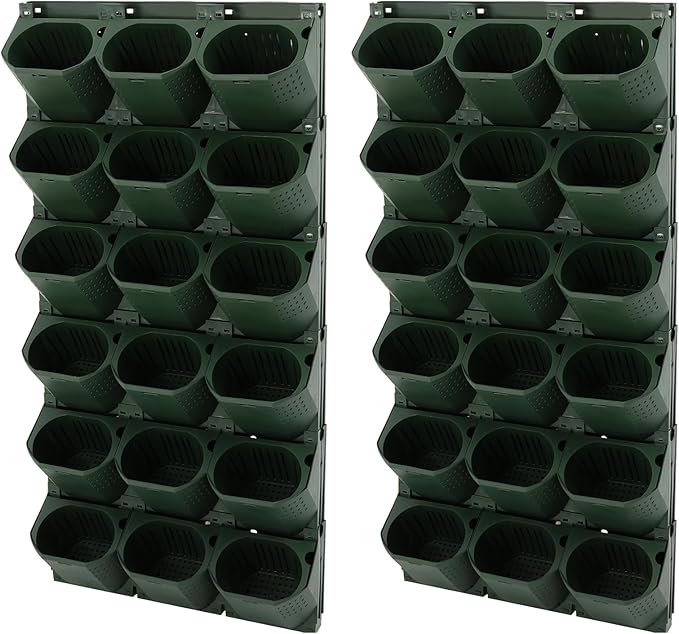 Self Watering Wall Planter, Vertical Garden Planter with 36 Pots, Wall-Mounted Indoor & Outdoor Flower Pot Holder, Vertical Garden Plastic Planter for Home (Army Green)
