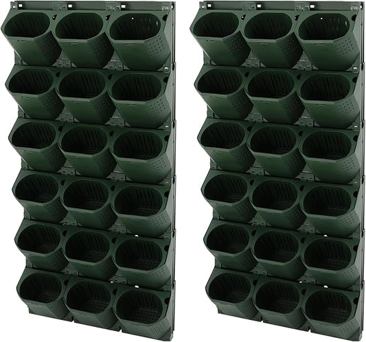 Wall Planter with 36 Pots, Vertical Garden Wall-Mounted Indoor & Outdoor Flower Pot Holder for Herbs, Vegetables, Succulents, Plastic Planter with Drainage Holes (Army Green)