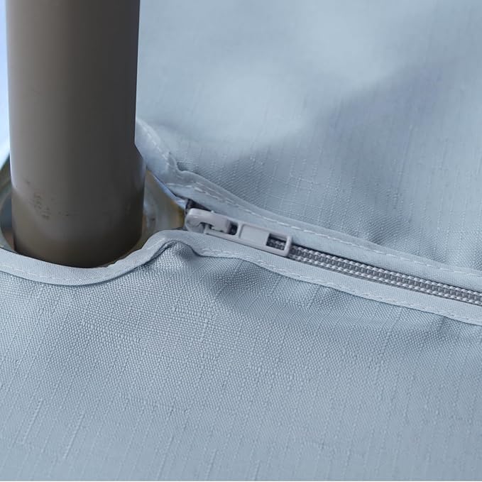 Outdoor Tablecloth Wrinkle-Free Stain Resistant Waterproof Polyester Fabric Table Cover with Zipper Umbrella Hole for Picnic/Party/Dinner/Patio Garden(60×84inch,Zippered,Blue Fog)