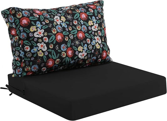 idee-home Outdoor Cushions for Patio Furniture, Outdoor Seat Cushion, Waterproof Hampton Bay Deep Seat Replacement Couch Chair Cushions for Garden Lawn Backyard Deck, 26.5 x 26.5 Floral Pattern