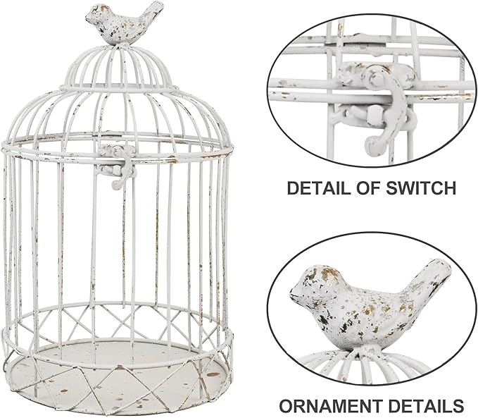 Rustic Metal Planter Holder Vintage Iron Birdcage Flower Planter Farmhouse Metal Climbing Vine Stand Antique Candle Holder Decoration for Garden Patio Balcony Outdoor Indoor Decor