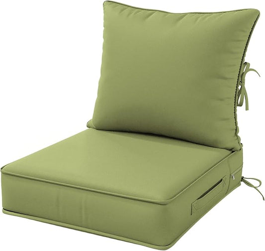 Outdoor Patio Chair Cushions Set 22 L X 24 W X 4 H Waterproof & Fade Resistant Deep Seat and Back Cushions with Removable Covers Outdoor Seat Cushion Set for Chairs and Sofas