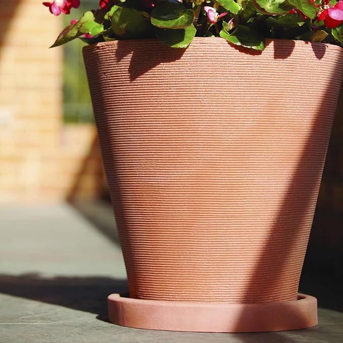 Crescent Garden Universal Round Planter Saucer – Heavy-Duty Plastic Drainage Tray for Indoor & Outdoor Use – Fits Pots with 8" Base (11" Total Outer Diameter) - Bark Brown