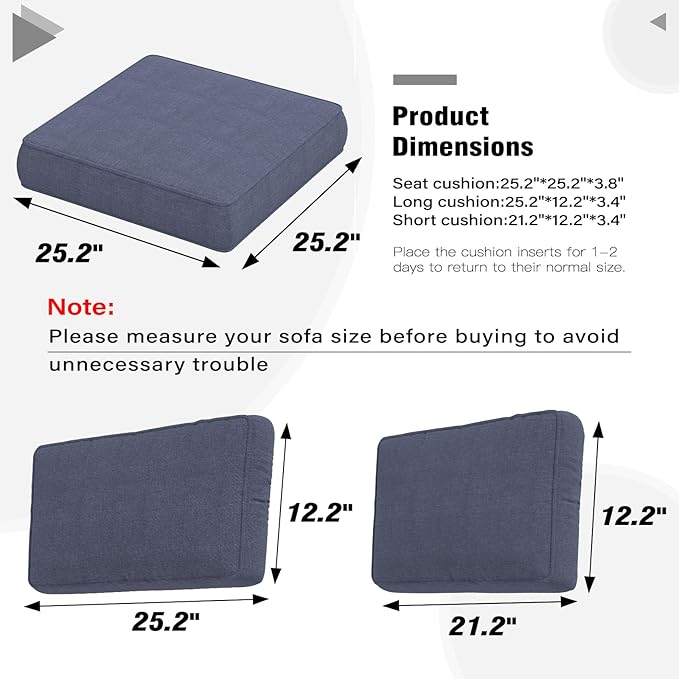LayinSun Outdoor Furniture Replacement Cushions for 6 Seat Patio Rattan Wicker Sectional Conversation Sofa Set, 14-Piece Cushions Set