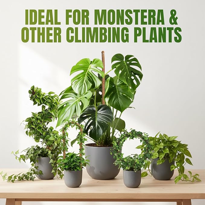Mcbazel 2 Pack 47 Inch Moss Pole for Plants Monstera, Plant Support Stick, Bendable Moss Poles Plant Support Stick for Climbing Plants, Stick Support Stake Kit for Potted Plants,Pothos,Philodendron