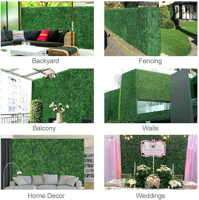 Yaheetech Grass Wall Panels 12PCS 20x20 Artificial Boxwood Panels, Topiary Hedge Plant, Privacy Hedge Screen, UV Protected Decor Faux Greenery Wall for Outdoor & Indoor Garden Fence Backyard, Green