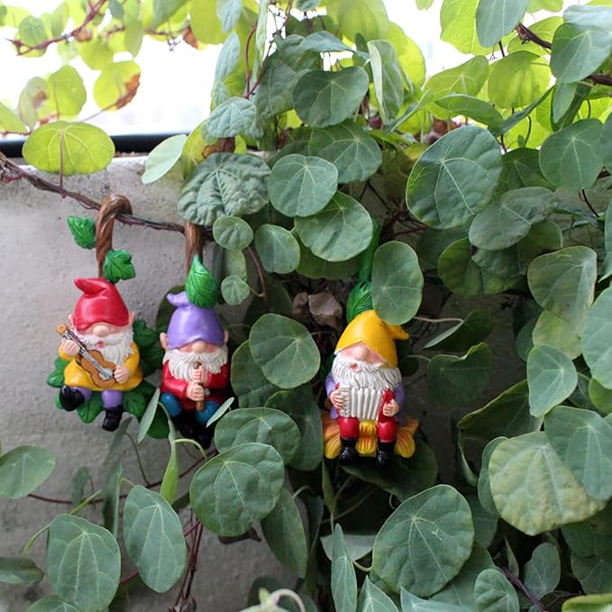 3PCS Christmas Musical Gnomes Tree Faces Decor Outdoor for Yard, Gnomes Dwarf Statue, Outdoor Fairy Garden Resin Crafts, Flower Pot Landscape Dwarf, Micro Landscape Pendant Ornaments