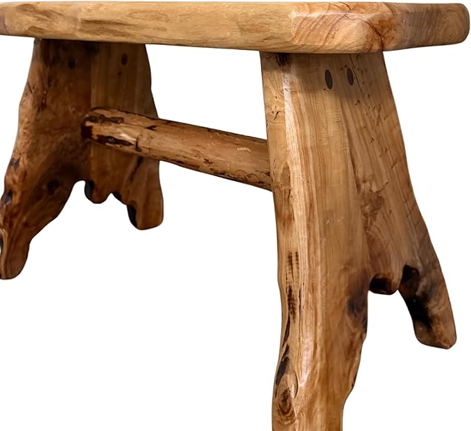 TJ Global Natural Edge Cedar Wood Tree Stump Indoor/Outdoor Stool, Garden Bench, Night Stand, End Table, Plant Stand - L28 x W14 x H17.5
