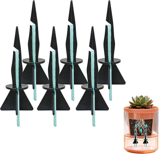6-Pack Self Watering Planter Insert with Cotton Wick | Stable DIY Automatic Plant Watering System for 2-3 Inch Pots | Eco-Friendly Moisture Stake for Indoor Plants, Vacation & Travel Care