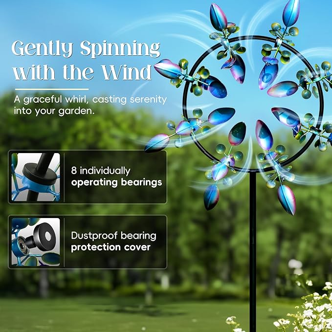 Large Wind Spinners Outdoor, Kinetic Metal Wind Spinners for Yard and Garden, Gift for Family or Friends(30'' H x 87'' H)