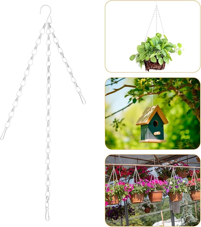 Hotop 12 Set Ceiling Hooks with Hanging Chains for Bird Feeders, Planters, Lanterns, Billboards, Birdbaths, Grow Lights, Chalkboards, Wind Chime and Other Ornaments, Chain Hook DIY (White)