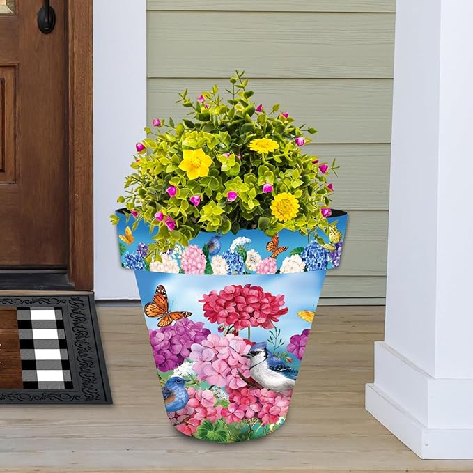 Briarwood Lane Spring Planter 14" x 15" x 15" Geraniums in Bloom Large for Spring Planter