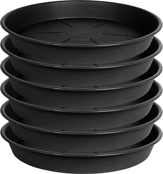 6 Pack of Plant Saucer Tray 4 6 8 10 12 14 17 19 22 25 inch, Heavy Duty Plastic Pot Plant Drip Trays Saucers for Indoors Outdoor, Plant Water Tray for Planters 4-7" (6", Black)