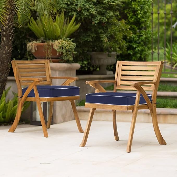 Patio Chair Cushions Set of 2, 19 x 19 Inch Square Corner Chair Seat Cushion, Water-Resistant Outdoor Cushions for Patio Furniture