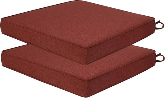 Outdoor Chair Cushions 18x18 Inch,Set of 2,Water Resistant Chair Pads with Ties,Square Seat Cushion 18"x18"x2.5",Patio Chair Cushion for Garden,Backyard Furniture(Dark Red)