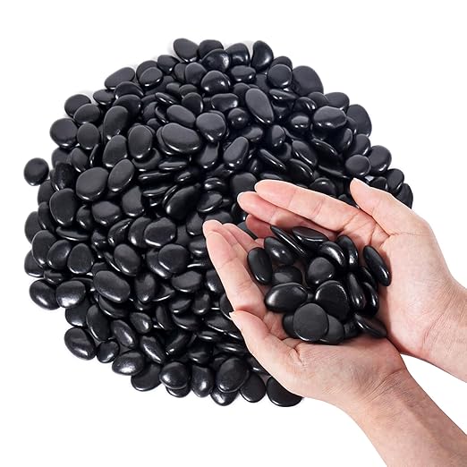GreatBuddy 8-lb Black River Rocks for Landscaping, 1-2 Inches Black Polished Pebbles, Decorative Rocks for Plants Indoor& Outdoor, Garden Landscaping, Aquariums, Vases, Potted Plants, Home Decor