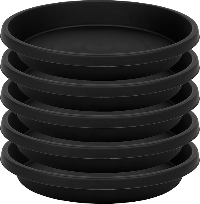 5 Pack Plant Saucer 8 Inch, Flower Pot Saucers Plant Trays for Pots, Plant Plates to Catch Water Indoor Plants, Plastic Planter Tray for Indoors, Planting Trays