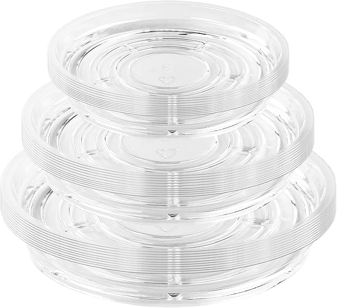 30 Pack Clear Plastic Plant Saucer Drip Trays (6 inch /8 inch /10 inch) Plant Plate Dish for Indoor Flower Pots and Planters, Bulk