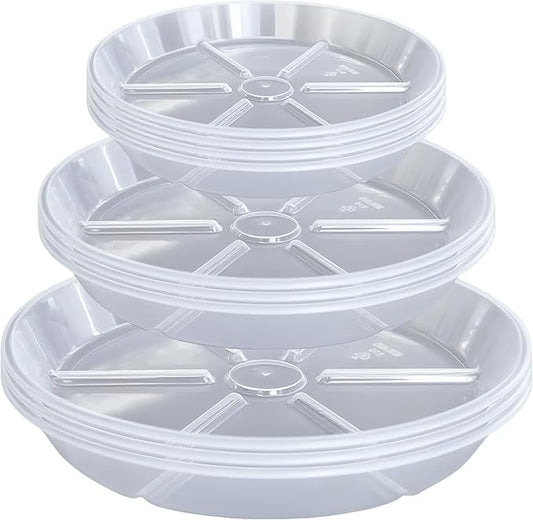 10 Packs Plant Saucer, 6 8 10 inch Clear Plant Saucers, Durable Round Plastic Flower Plant Water Drip Tray for Pots Planter, Heavy Duty Plant Dish Pant Plate to Catch Water for Indoor & Outdoor