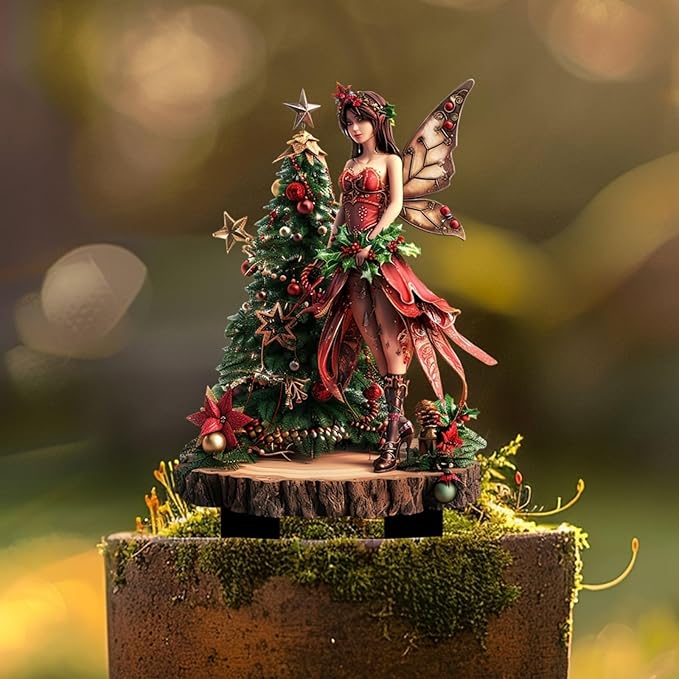 Bohemian Fairy Flower Pot Decor - Planter Pots for Home or Garden, Fairy Garden Accessories (Christmas Elf)