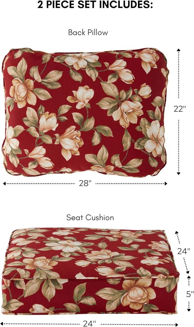Greendale Home Fashions 2-Piece Outdoor Deep Seat Cushion Set, Tuscan Floral