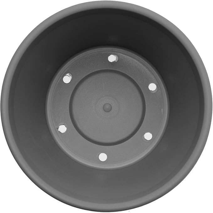 Bloem Terra Pot Round Planter: 12", Charcoal, (Saucer Not Included) Matte Finish, Durable Resin, Traditional Style Pot, For Indoor & Outdoor Use, Gardening, 3.5 Gallon Capacity, Saucer Sold Separately