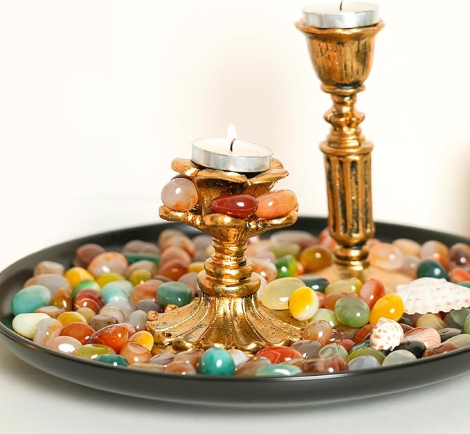 SIDONG 2 LB Colorful Mixed Agate Stone, 4/5 Inch Polished Tumbled Stones, Natural Healing Crystal, Decorative Pebbles for Home Decoration, Indoor Plants, Fish Tanks, Garden Landscaping, DIY Crafts