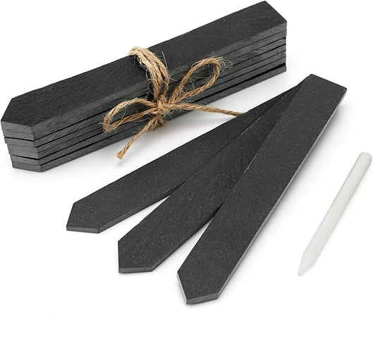 KINGLAKE GARDEN Slate Plant Labels,10 Pcs 6 Inch Garden Marker Vegetable Gardening Tags,Plant Tags for Outdoor Indoor Potted Plants with a Marking Pen