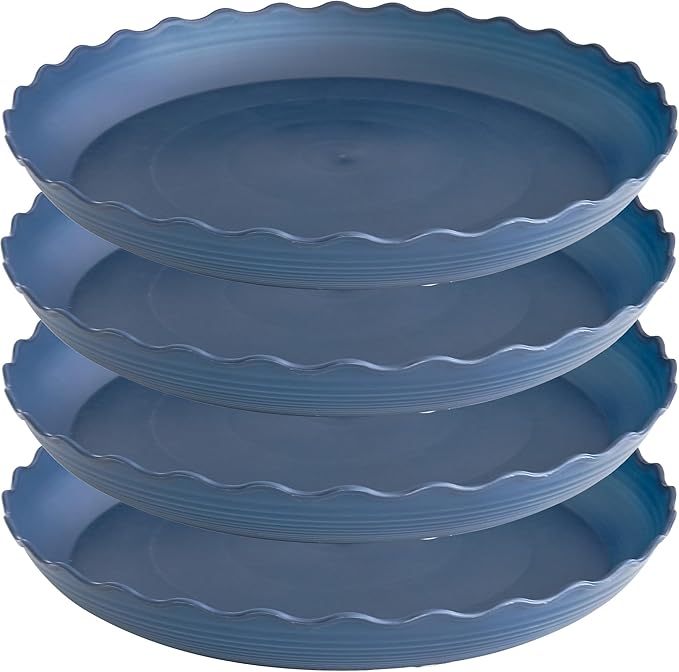 4 Pack of 14 inch Plant Saucer Plant Tray, Plastic Plant Saucer, Heavy Duty Plant Tray for Pots, Plant Saucers for Indoors Planter, Garden Water Plate Bowls for Gallon Grow Bags (Blue)