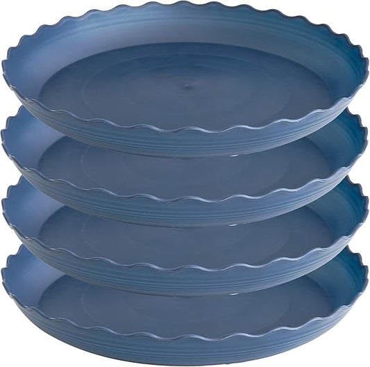 4 Pack of 14 inch Plant Saucer Plant Tray, Plastic Plant Saucer, Heavy Duty Plant Tray for Pots, Plant Saucers for Indoors Planter, Garden Water Plate Bowls for Gallon Grow Bags (Blue)