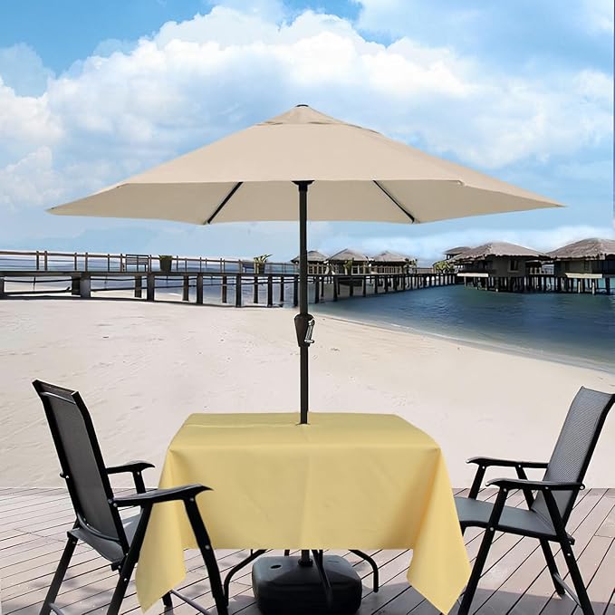 Outdoor Tablecloth Wrinkle-Free Stain Resistant Waterproof Polyester Fabric Table Cover with Zipper Umbrella Hole for Picnic/Party/Dinner/Patio Garden(60×60inch Square,Zippered,Yellow)