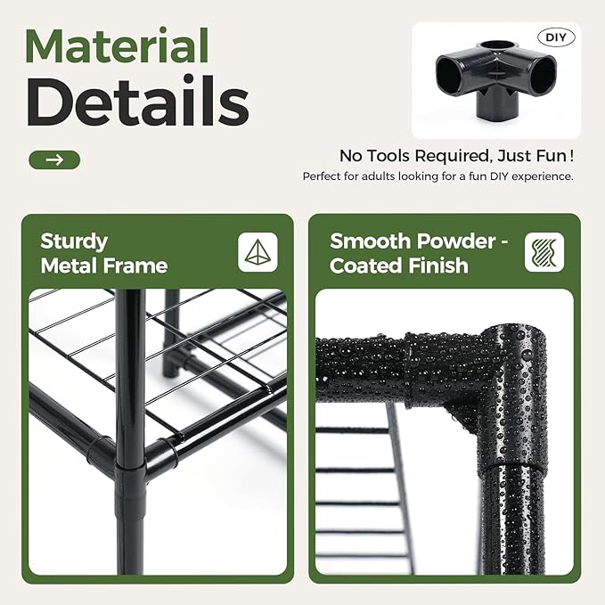 Plant Stand Indoor Outdoor 3 Tiers Ladder Plant Shelf for Multiple Plants Pots Waterproof Metal Flower Holder Modern Plant Rack for Corner,Porch ,Garden,Balcony,Black
