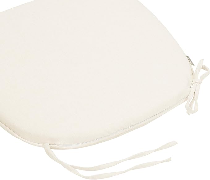 Magpie Fabrics 17"x16"x2" U-Shape Chair Cushions with Ties 4 Count, Outdoor Indoor Waterproof All Weather Seat Pads Decoration for Patio Garden Dining Office - Cream Beige