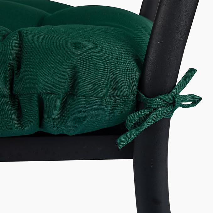 Outdoor Chair Cushions 19 x19 Inch,Water Resistant Tufted Seat Cushions 19",Reversible,Weather Resistant,Rounded Back Wicker Chair Cushion for Patio Garden Furniture(Blackish Green)