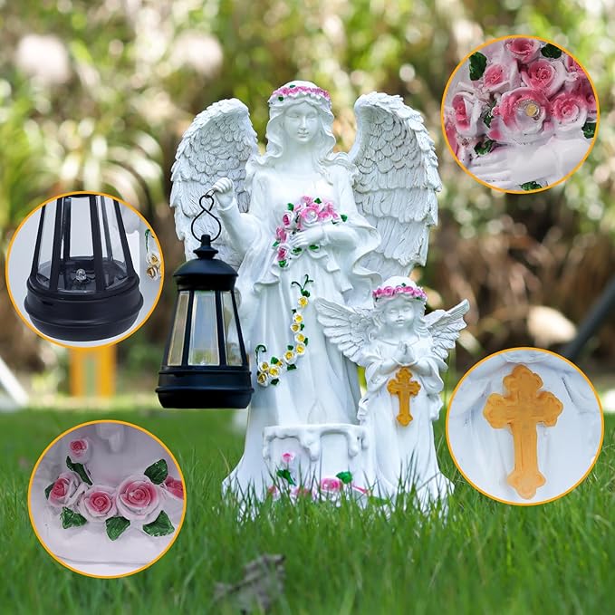 Angel Solar Lights Outdoor Garden, Angel Garden Statues Outdoor - Angel Statue for Patio, Lawn Or Garden Decor