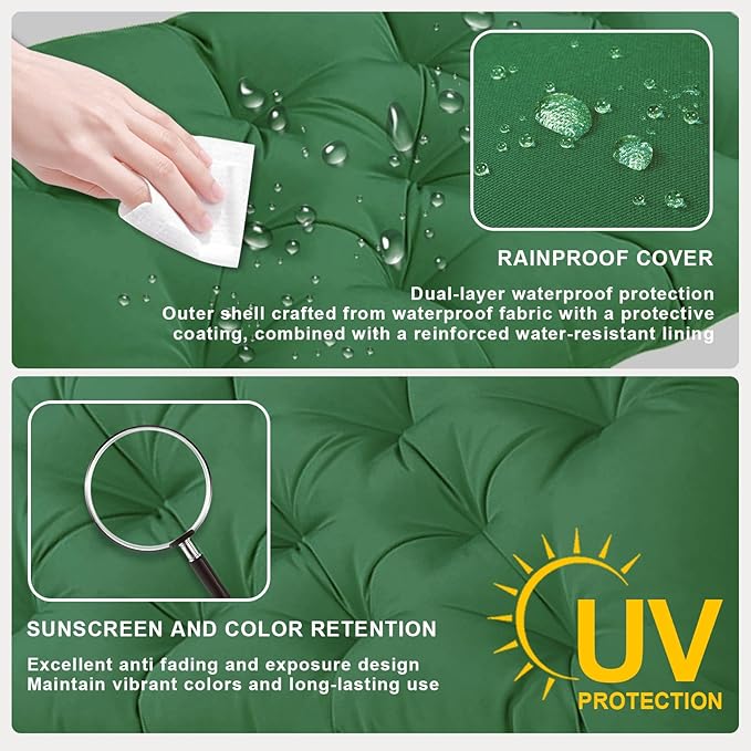 Outdoor Waterproof Bench Cushions Garden Bench Cushion Tufted Chair Pad 20 x 40 in Replacement Seat Pad Cushion Teal