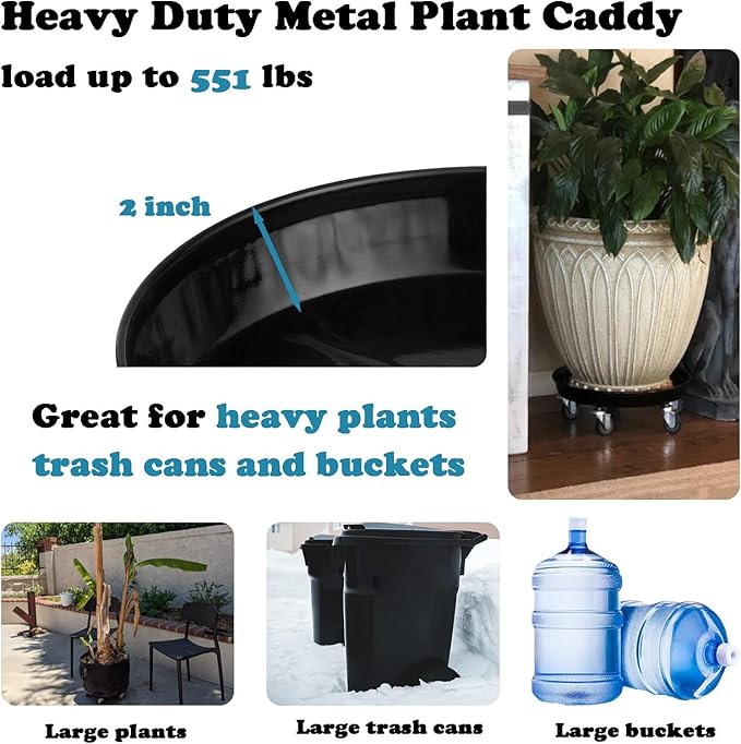 Planterhoma 3 Packs 20" Metal Plant Caddy with Wheels Extra-Large Rolling Plant Stand Heavy-Duty Plant Dolly with Casters Indoor Outdoor Wheeled Flower Pot Mover Rollers Garden Cart Trolley, Copper
