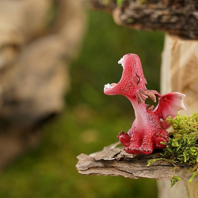 Top Collection 4530 Miniature Fairy Garden and Terrarium Mini Red Dragon Roaring Figurine