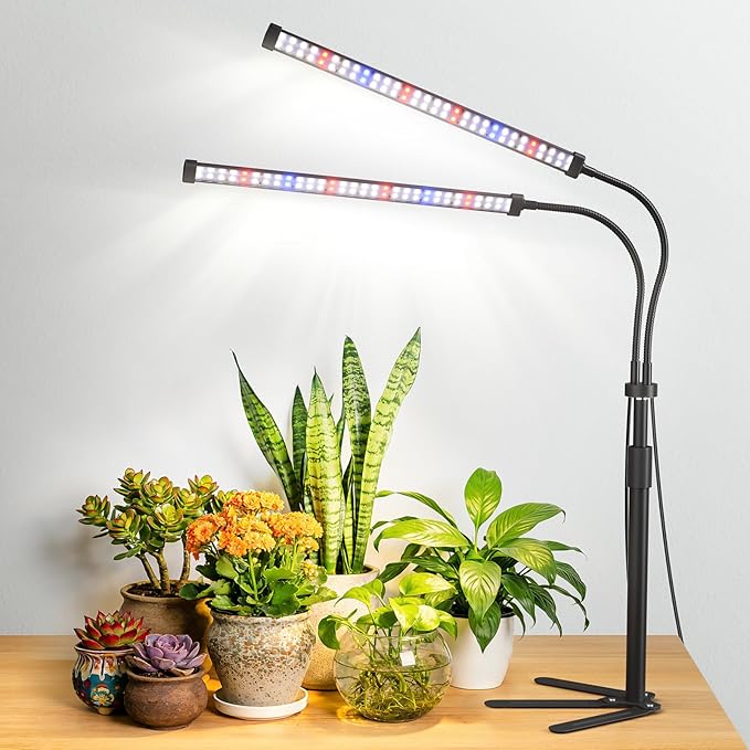 Grow Lights for Indoor Plants, 9V 5700K 120LEDs Full Spectrum Plant Lights for Indoor Growing, Height Adjustable 9.8-35'' with Stable 360° Flexible Arm, Auto 4/8/12H Timer, 5 Brightness Levels