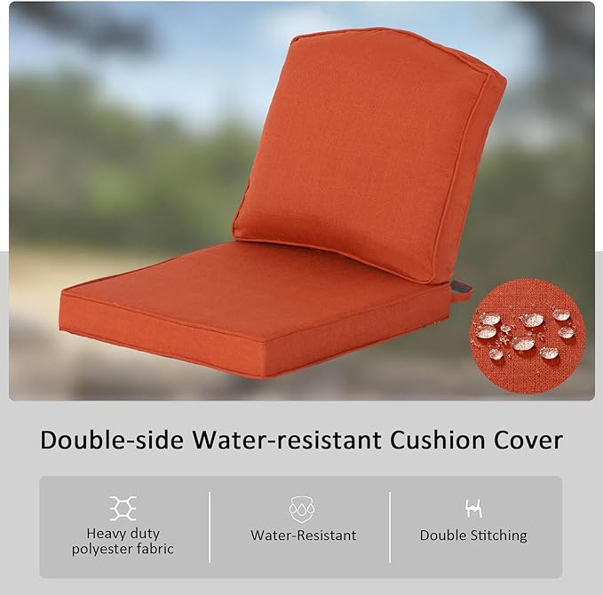 20"x21.5" Outdoor Deep Seat Patio Cushions Set of 1, Outdoor Chair Cushions Bottom Resilient Foam Filling Water-Resistant UV Resistant Weather Resistant with YKK Zippers,Quarry Red