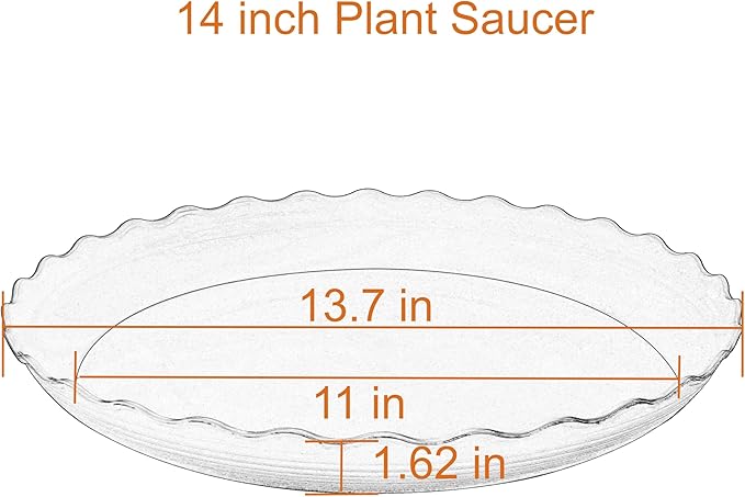 2 Pack of 14 inch Plant Saucer Plant Tray, Plastic Plant Saucer, Heavy Duty Plant Tray for Pots, Plant Saucers for Indoors Planter, Garden Water Plate Bowls for Gallon Grow Bags (Brown)