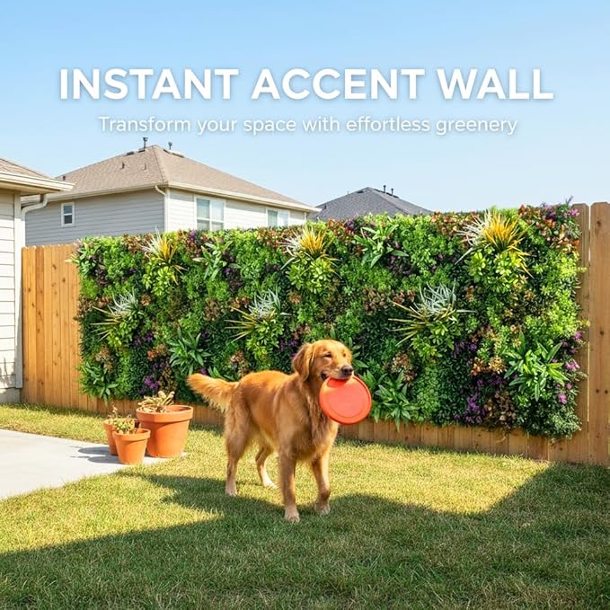 1PC 40"x 40" Artificial Grass for Wall, 3D Faux Boxwood Hedge Panels Green Wall Decor, Greenery Grass Wall Backdrop Panels for Indoor Outdoor Garden Backyard Ivy Privacy Fence Covering