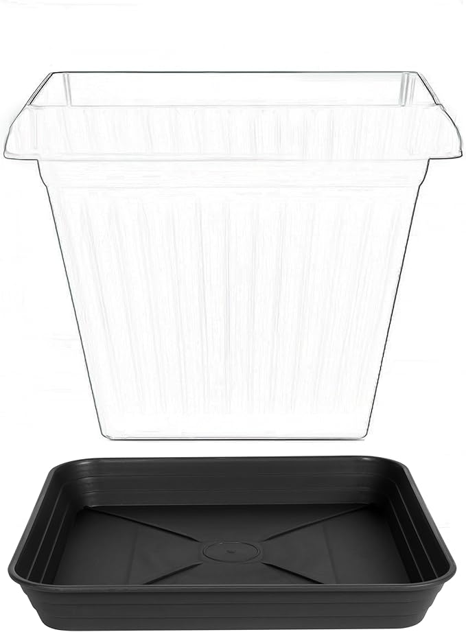 3 Pack Square Plant Saucer Tray 20 inch, Heavy Duty Plastic Plant Saucers for Indoors Outdoor, Flower Plant Drip Trays for Pots, Square Seed Starting Tray, Seedling Growing Trays
