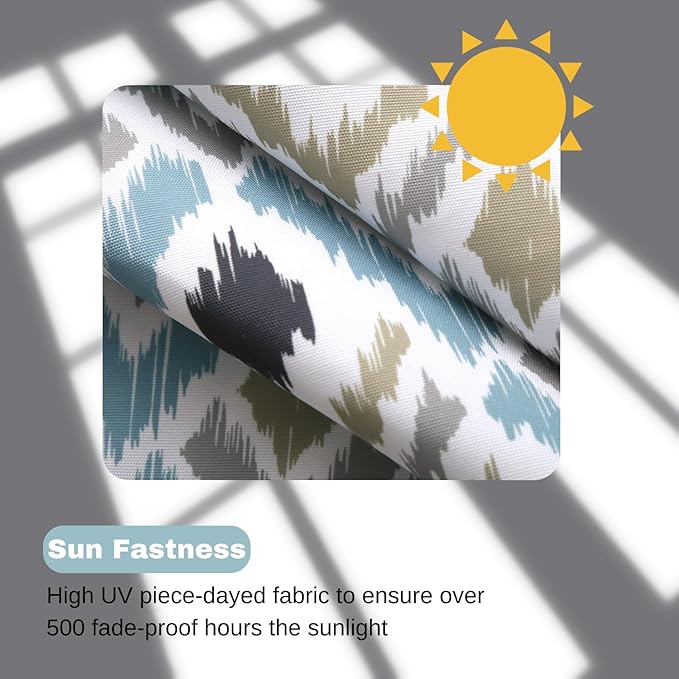 idee-home Outdoor Chair Cushions Set of 2, 19" x 19" x 3" Thick D-Shaped Patio Furniture Outdoor Seat Cushions Waterproof with Ties, Dining Pads