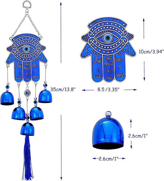 BWINKA Unique Wind Chimes for Outdoor Garden Home Hanging Decoration (Hamsa Hand)