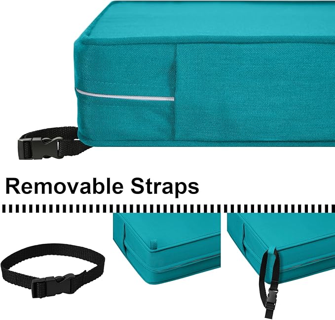 Outdoor Loveseat Cushion Set 44'' x 24'', Outdoor Cushions for Patio Furniture with Fastness Cover, Water Repellent Outdoor Seat Cushion and Couch Back Cushions for Bench, and Swing (Solid Aqua Green)
