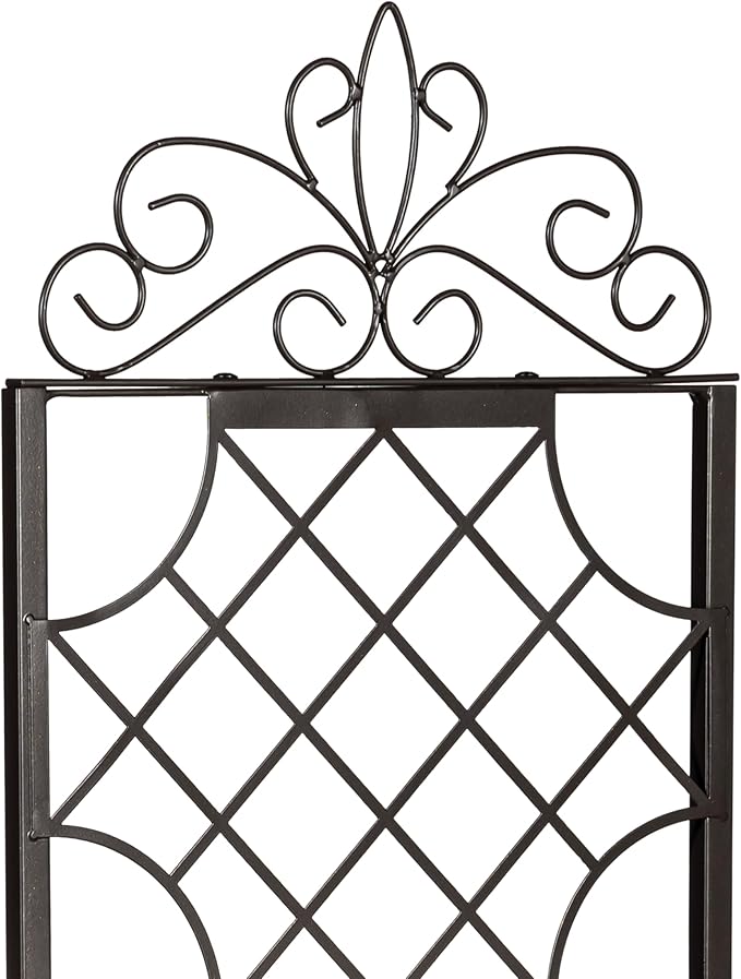 Evergreen Garden Classic Metal Plant Stand with Lattice Trellis for Climbing Plants, Floor Tall Plant Stand Indoor and Outdoor for Patio, Porch, Garden