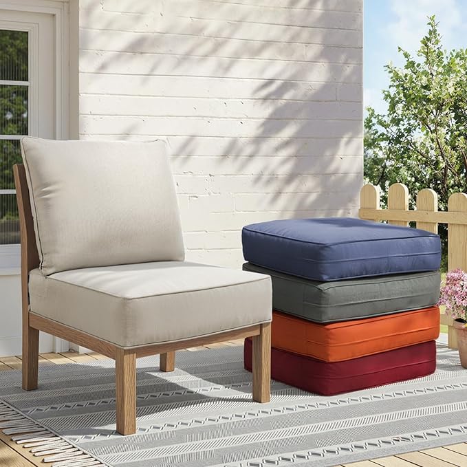 Outdoor Cushion Set for Furniture Patio Furniture, UV Resistant, Water Resistant - 6 Inch Thick Foam Garden Cushions – 22x24 Inch Patio Seat Covers for Chair/Sofa/Couch | Beige | 9-Pack |