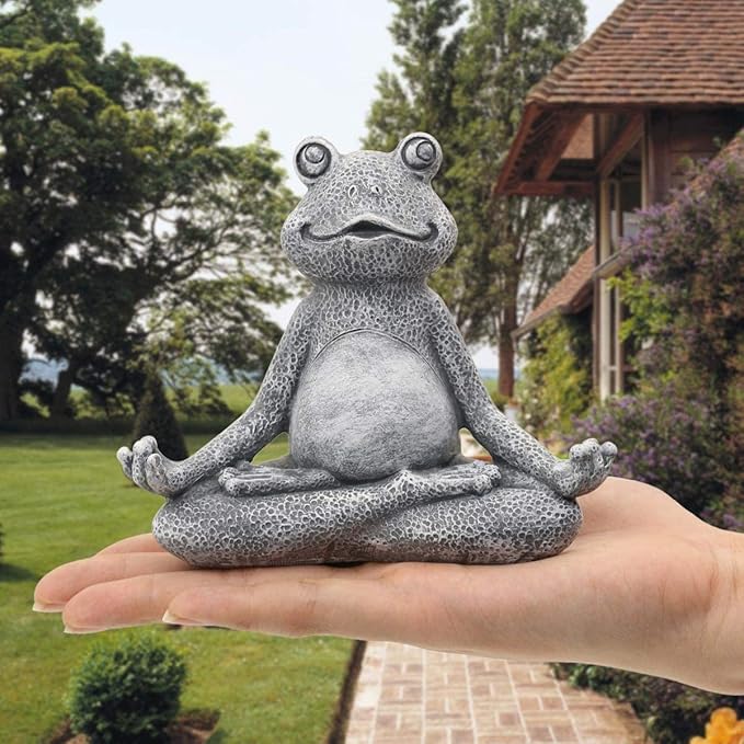 Nacome Meditating Frog Miniature Figurine, Zen Yoga Frog Statue Ornament - Indoor/Outdoor Garden & Home Decoration, 5 inch (Grey)